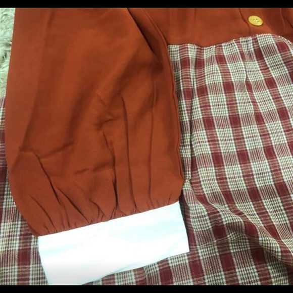 PussyBow Burnt Orange and Plaid Maxi Dress Sz 2x - Picture 4 of 11